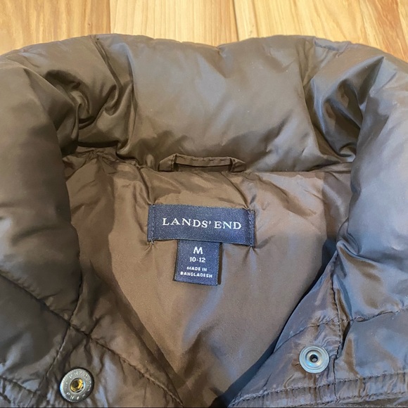 Lands End Women’s Dark Brown 80% Down 20% Feathers Puffer Vest Snap Closure - Picture 4 of 7
